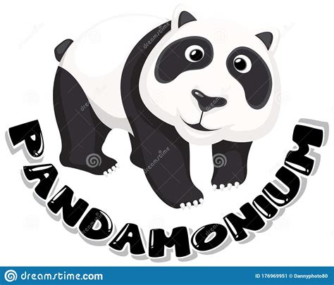 Desenho Adesivo Para O Palavra Pandamonium Com Panda Fofo Sorrindo