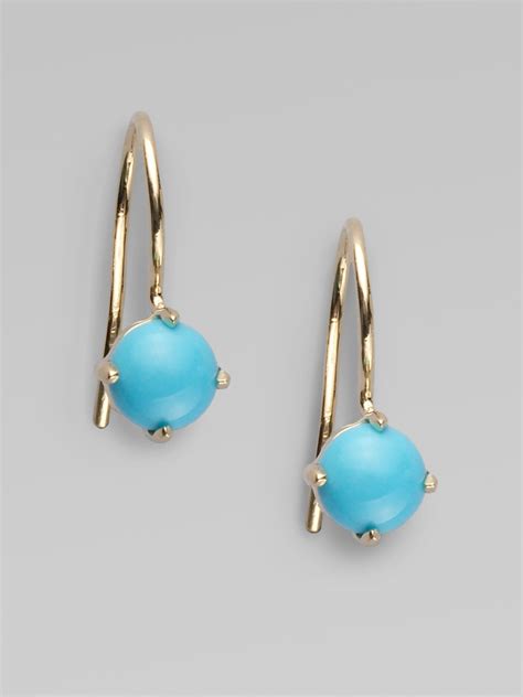Mizuki Sleeping Beauty Turquoise Drop Earrings In Gold Lyst