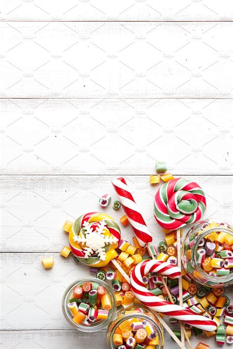 Lollipops And Candies Mix Containing Candy Lollipop And Candy Cane