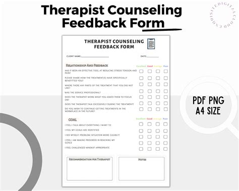 Therapist Feedback Form Counseling Forms Client Forms Etsy