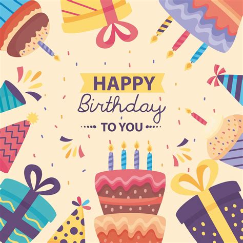 Happy Birthday Poster With Cute Decoration 2475156 Vector Art At Vecteezy