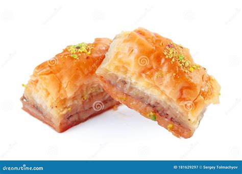 Turkish Ramadan Dessert Baklava Isolated On White Stock Image Image