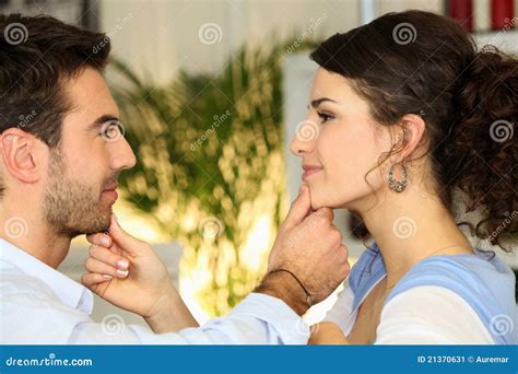 Couple Touching Each Others Faces Stock Image Image Of Faces