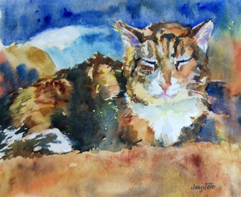 Deannas Paintings Feline Paintingcat Art My Blanketmy Chair By