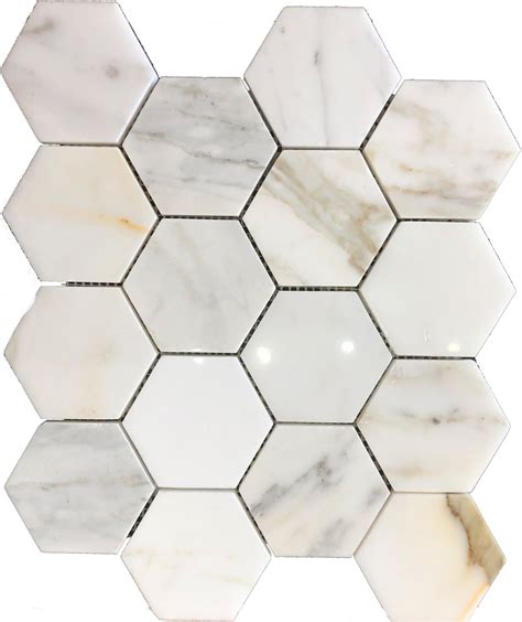 Calacatta Hexagon 4 Hexagon Calacatta Gold Polished Marble Mosaic