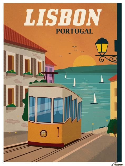 Vintage Lisbon Travel Poster Vintage Poster Print Vintage Postcards