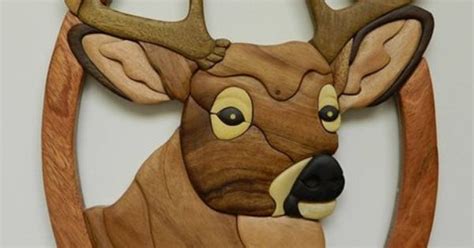 buck head deer intarsia wood wall art home decor plaque western lodge   main