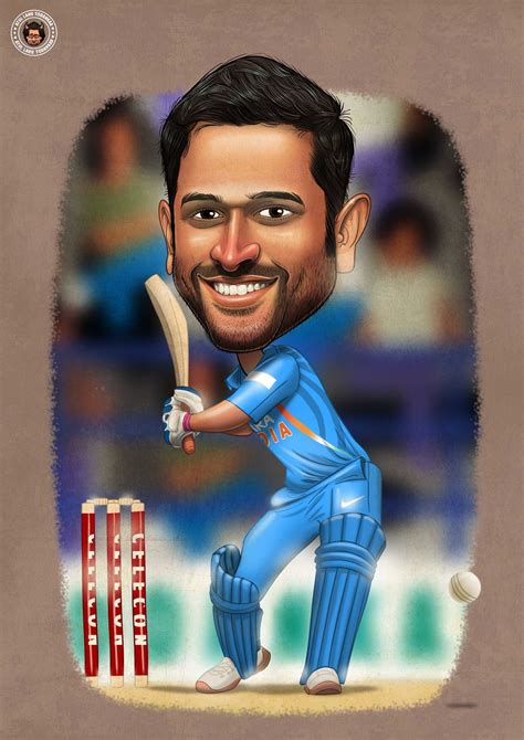 13 Dhoni Caricature Background Caricature Art