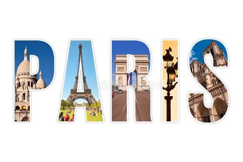 Paris Letters With Monuments Isolated On White Stock Illustration