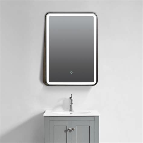 Malmo Led Bathroom Mirror 800x600 Black Bathroom Mirror Pebble Grey
