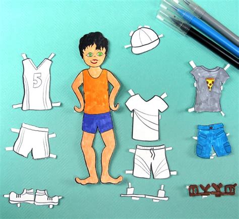 Printable Paper Dolls Summer Boy Summer Paper Craft Template And