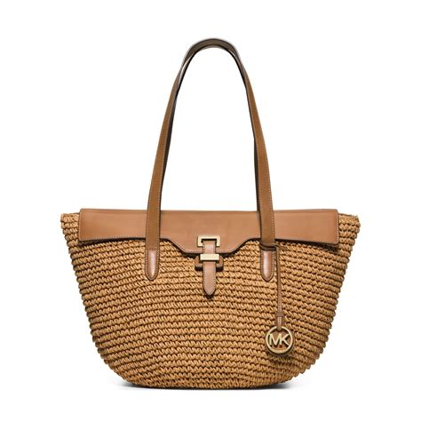 Michael Kors Naomi Large Woven Straw Tote In Brown Lyst