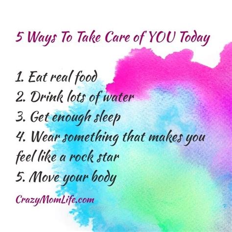 The Five Ways To Take Care Of You Today Including Watercolors And Text