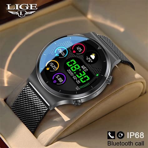 Lige New Smart Watch Men Heart Rate Blood Pressure Full Touch Screen