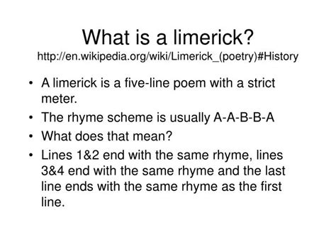 Ppt What Is A Limerick Wikilimerickpoetry