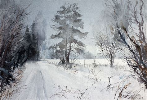 Winter Watercolours By Misha Kuznetsov Art People Gallery Winter