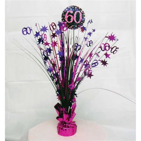 60th Birthday Spray Centrepiece Table Decoration Black Pink Purple Age
