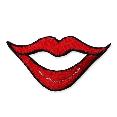 Red Lips Motif Iron On Embroidered Patch Applique