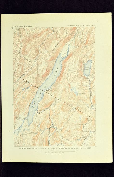 Greenwood Lake Map Of Greenwood Lake New York Topographic Etsy