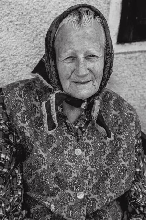 Smiling Middle European Grandmother Old Woman Senior Face Artistic