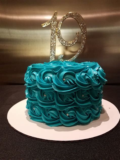 See more ideas about 19th birthday, 19th birthday gifts, birthday. 19th birthday cake teal rosettes butter cream icing girl ...