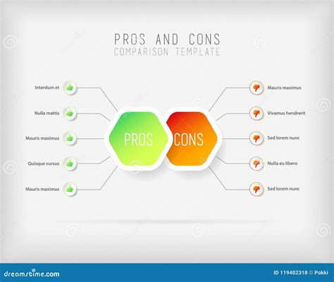 Pros And Cons Comparison Vector Template Stock Vector Illustration