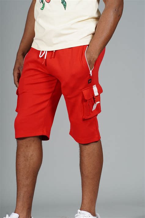 M670 Tech Fleece Cargo Shorts Red Makobi Jeans Usa