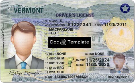 Vermont Driver License Template Psd Psd Templates