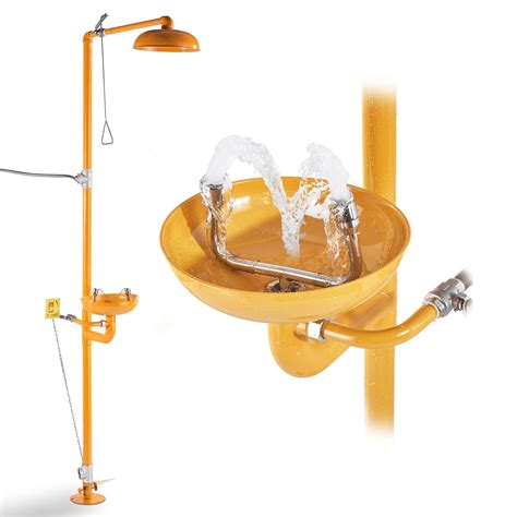 Buy Yellow Emergency Eye Wash Station With Covers Stainless Steel Eyewash Shower System Safety
