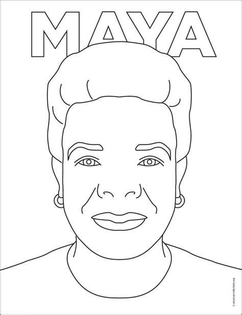 Easy How To Draw Maya Angelou And Maya Angelou Coloring Page