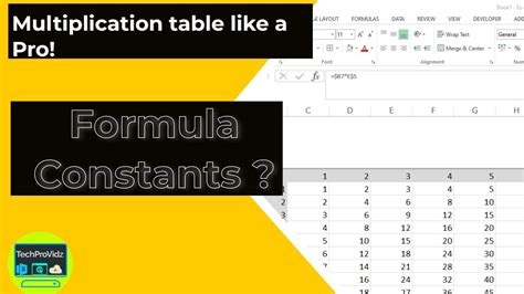 Learn Excel Formulas Multiplication Table Like A Pro Youtube