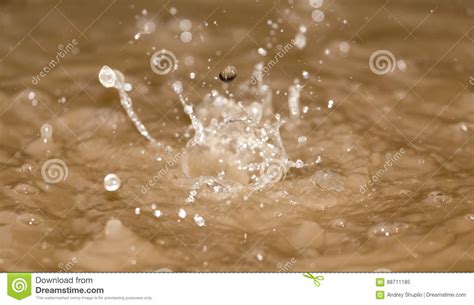 Drops Of Water Falling Into The Dirty Water Stock Image Image Of Blue