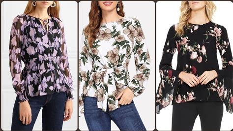 Top Classy Stylish And Trendy Designer Floral Print Blouse Shirts