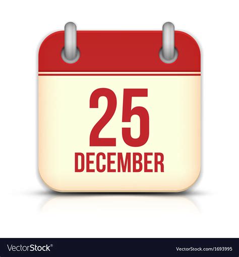 Christmas Day Calendar Icon 25 December Royalty Free Vector