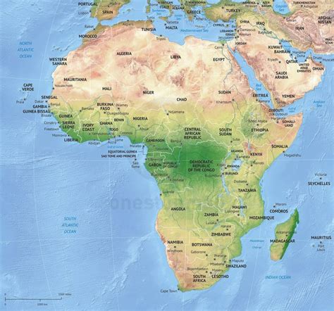 8 Vector Continent Maps With Relief Africa Map Africa Continent