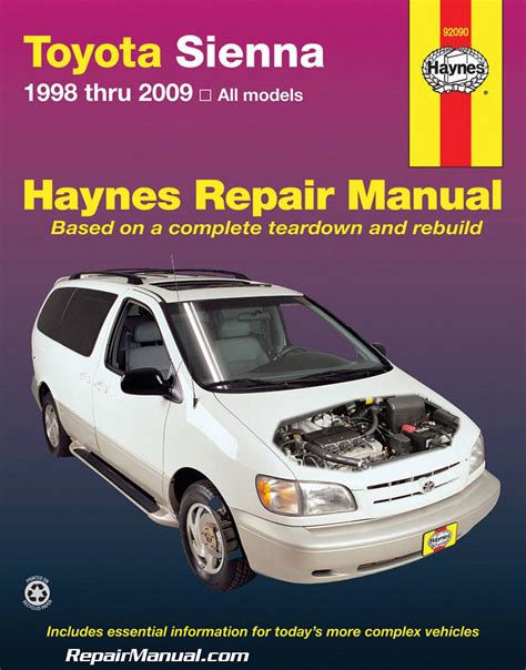 Haynes Toyota Sienna 1998 2009 Auto Repair Manual