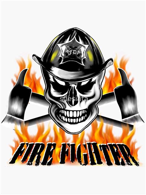 Firefighter Skull 4 Sticker For Sale By Sdesiata Redbubble