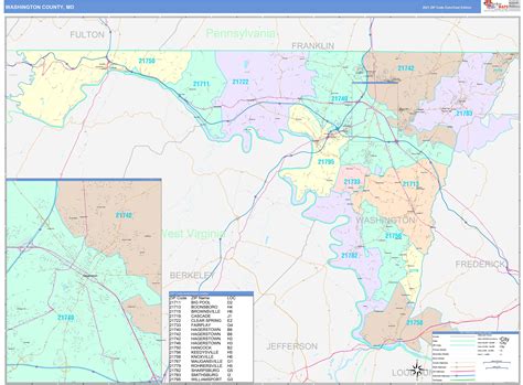 Washington County Md Wall Map Color Cast Style By Marketmaps Mapsales