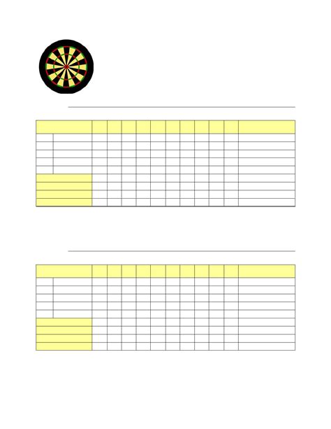 Darts Score Sheet Free Download