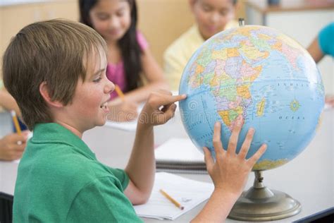 Elementary School Geography Class Stock Image Image Of Interior