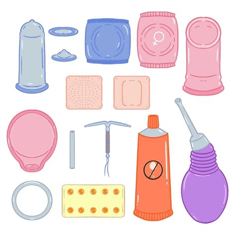 Free Vector Contraception Methods Illustration