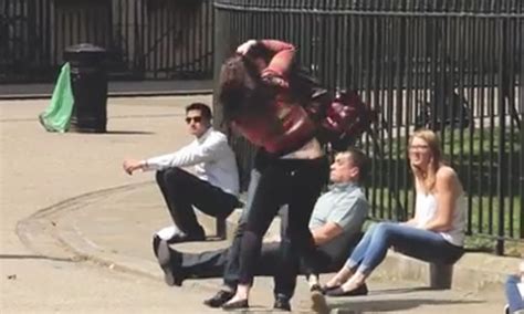 shocking video strangers help when a man assaults a woman but laugh when the woman assaults the man