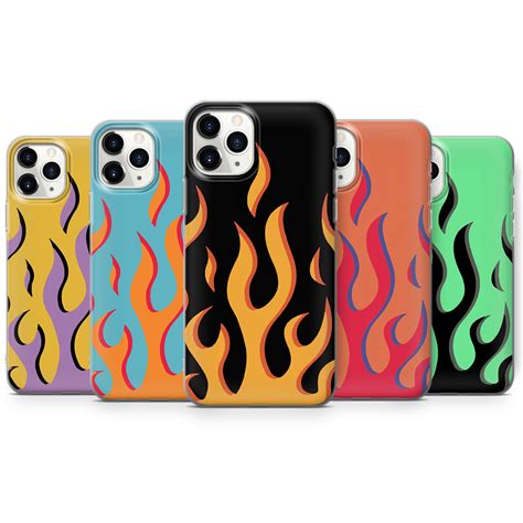 Fire Flame Phone Case Hot Neon For Iphone 11 12 Pro Xr 11 Etsy