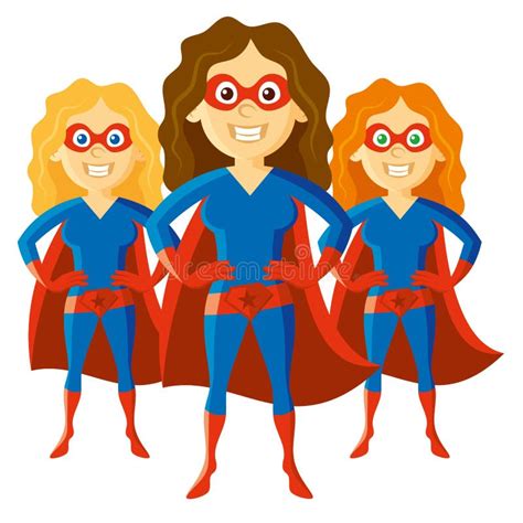 Superhero Woman Supermom Set Cartoon Character Vector Stock Vector Illustration Of Adult