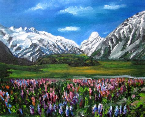 Mountains Landscape Acrylic Painting Painting By Natalja Picugina Pixels