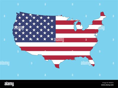 Vereinigte Staaten Von Amerika Karte Mit Usa Flagge Alle Objekte