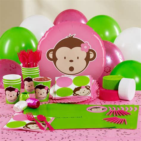 Pink Mod Monkey Personalized Party Theme Monkey Birthday Parties