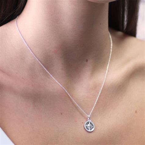 Silver North Star Compass Necklace By Hersey Silversmiths