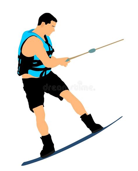 Water Skiing Vector Illustration Isolated On White Water Ski Sport