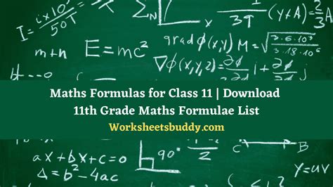 Maths Formulas For Class 11 Chapterwise 11th Standard Math Formulae